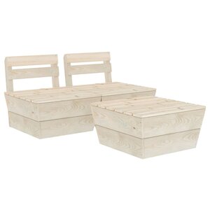 vidaXL Salon de jardin palette 3 Pièces Bois d'épicéa imprégné