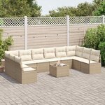 vidaXL Ensemble de canapé de jardin avec coussin 11 Pièces Beige et crème