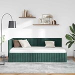 vidaXL Cadre de lit d'angle Vert foncé 90 cm x 190 cm Velours