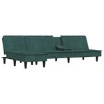 vidaXL Canapé-lit en forme de L vert foncé 255x140x70 cm velours