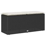 vidaXL Banc de jardin avec coussin noir 110x40x44 cm résine tressée