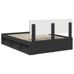 vidaXL Cadre de lit avec tête de lit Noir 160 x 200 cm Pin massif