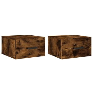vidaXL Tables de chevet murales 2 Pièces chêne fumé 35x35x20 cm