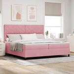vidaXL Lit à ressort LED avec matelas Rose 200 x 200 cm tissu