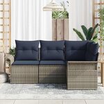 vidaXL Ensemble de canapé de jardin avec stockage 4 Pièces Gris polyrotin