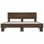 vidaXL Cadre de lit chêne marron 150x200 cm bois d'ingénierie et métal