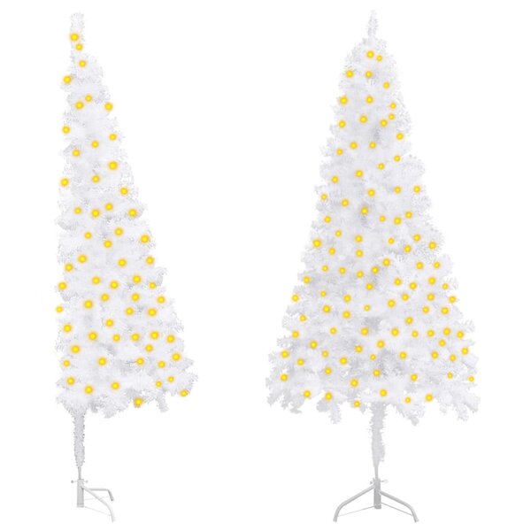 vidaXL Arbre de Noël artificiel d'angle pré-éclairé blanc 120 cm PVC