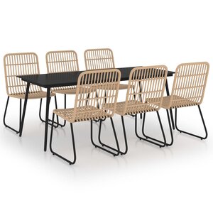 vidaXL Ensemble à manger d'extérieur 7 Pièces résine tressée et verre