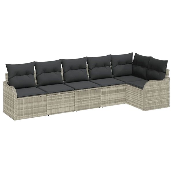 vidaXL Ensemble de canapé de jardin 6 Pièces Gris clair Poly rotin