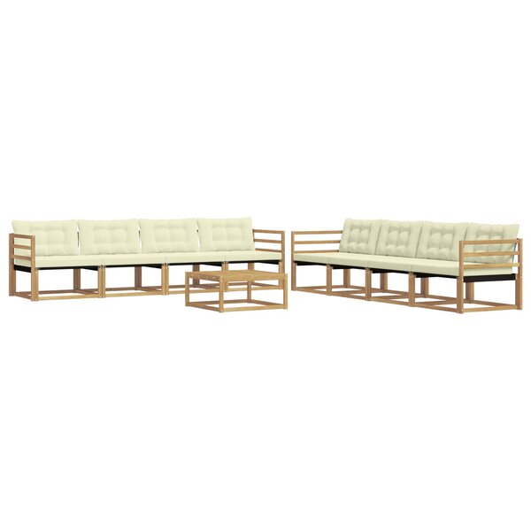 vidaXL Ensemble de canapés d'extérieur 9 Pièces Blanc et crème