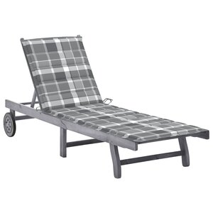vidaXL Chaise longue de jardin avec coussin Gris Bois d'acacia solide