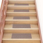vidaXL Tapis d'escalier autocollants 15 pièces 60 x 25 cm Marron clair Rectangulaire