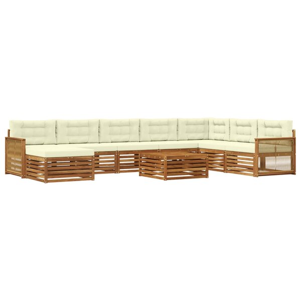 vidaXL Ensemble de canapés d'extérieur 9 pc Naturel et Crème