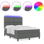 vidaXL Lit à ressorts gris foncé avec matelas et LED  140x200 cm en tissu