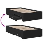 vidaXL Cadre de lit avec tiroirs noir 90x200 cm bois d'ingénierie