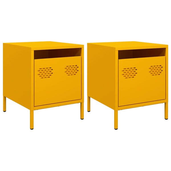vidaXL Tables de chevet 2 Pièces jaune moutarde 35x39x43 5 cm acier