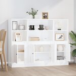 vidaXL Buffets 3 Pièces blanc brillant bois d'ingénierie