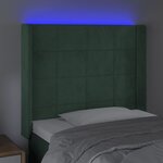 vidaXL Tête de lit à LED Vert foncé 93x16x118/128 cm Velours