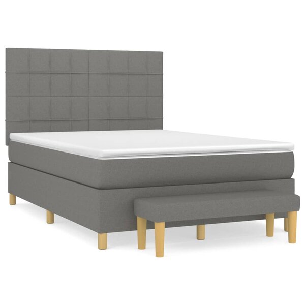 vidaXL Sommier à lattes de lit avec matelas Gris foncé 140x190cm Tissu