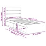 vidaXL Cadre de lit Chêne fumé 90 x 190 cm Bois de pin massif