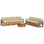 vidaXL Ensembles de canapés avec coussin 9 Pièces Naturel et Beige