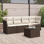 vidaXL Salon de jardin avec coussins 5 Pièces marron résine tressée