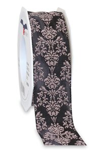 Ruban ornamenté laitonné brixen 20-m-rouleau 40 mm gris ardoise/rose