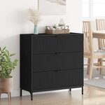 vidaXL Buffet avec tiroir Noir 79 5 x 33 x 82 cm Bois d'ingénierie