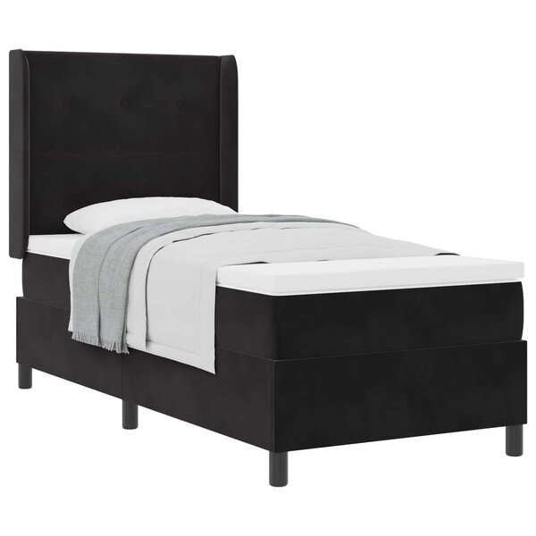 vidaXL Lit à ressorts avec matelas Noir 90 x 200 cm Velours