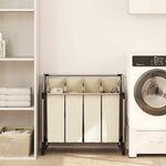 vidaXL Trieuse à linge avec 4 sacs Crème Acier