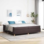 vidaXL Lit à ressorts Marron foncé et Blanc 200 x 200 cm tissu