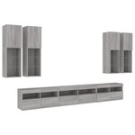 vidaXL Ensemble de meubles TV muraux 7 Pièces et lumières LED sonoma gris