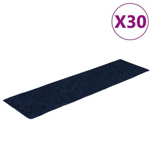 vidaXL Tapis d'escalier autocollants 30 pièces 76 x 20 cm Bleu marine Rectangulaire