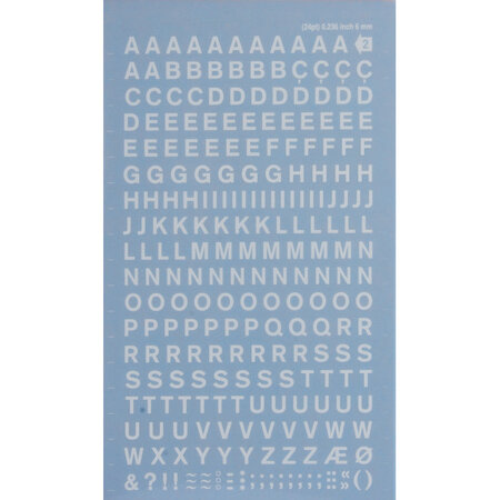 Lettres alphabet Transfert Blanc 6 mm
