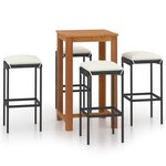 vidaXL Ensemble de bar de jardin avec coussins 5 Pièces Noir