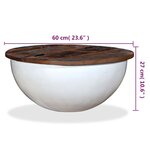 vidaXL Table basse Bois de récupération massif Blanc Forme de bol
