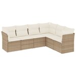 vidaXL Salon de jardin avec coussins 6 Pièces beige résine tressée