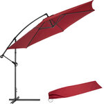 Tectake Parasol 350 cm avec housse de protection - rouge