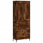 vidaXL Buffet haut Chêne fumé 69 5x34x180 cm Bois d'ingénierie