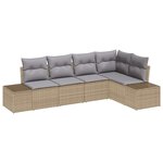 vidaXL Ensemble de canapé de jardin 5 Pièces Beige polyrotin