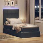 vidaXL Lit avec rangement et LED Gris foncé 90 x 200 cm Velours