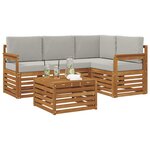 vidaXL Ensemble de canapés d'extérieur 5 Pièces Gris Naturel et Clair