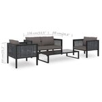 vidaXL Salon de jardin 5 Pièces avec coussins résine tressée anthracite