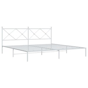 vidaXL Cadre de lit métal avec tête de lit blanc 193x203 cm