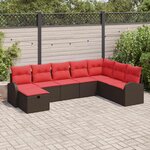 vidaXL Ensemble de canapé de jardin 8 Pièces Marron Poly rotin