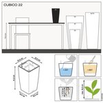 LECHUZA Jardinière Cubico 22 ALL-IN-ONE blanc brillant