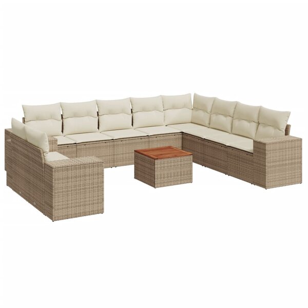 vidaXL Salon de jardin 11 Pièces avec coussins beige résine tressée