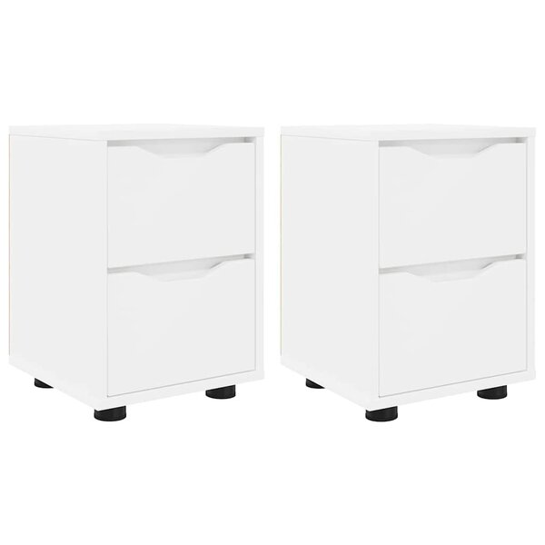 vidaXL Tables de chevet avec tiroir 2 Pièces Blanc 30 5 x 30 x 43 cm