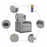 vidaXL Fauteuil de massage inclinable électrique gris nuage tissu