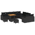 vidaXL Set de canapé de jardin de 13 pièces en poly rotin noir et acacia.